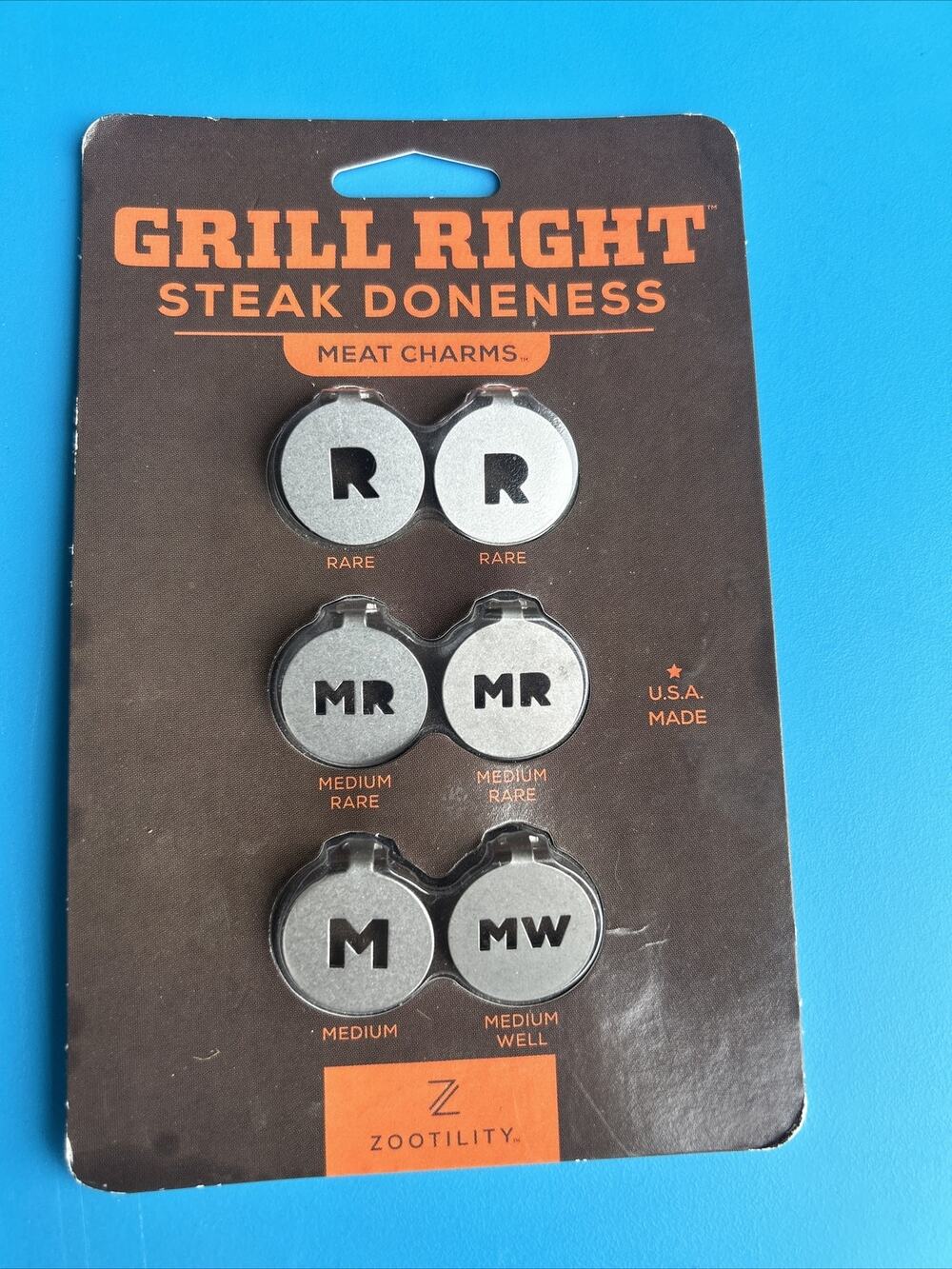 Zootility Meat charms- Grill Right Steak Doneness 6pcs